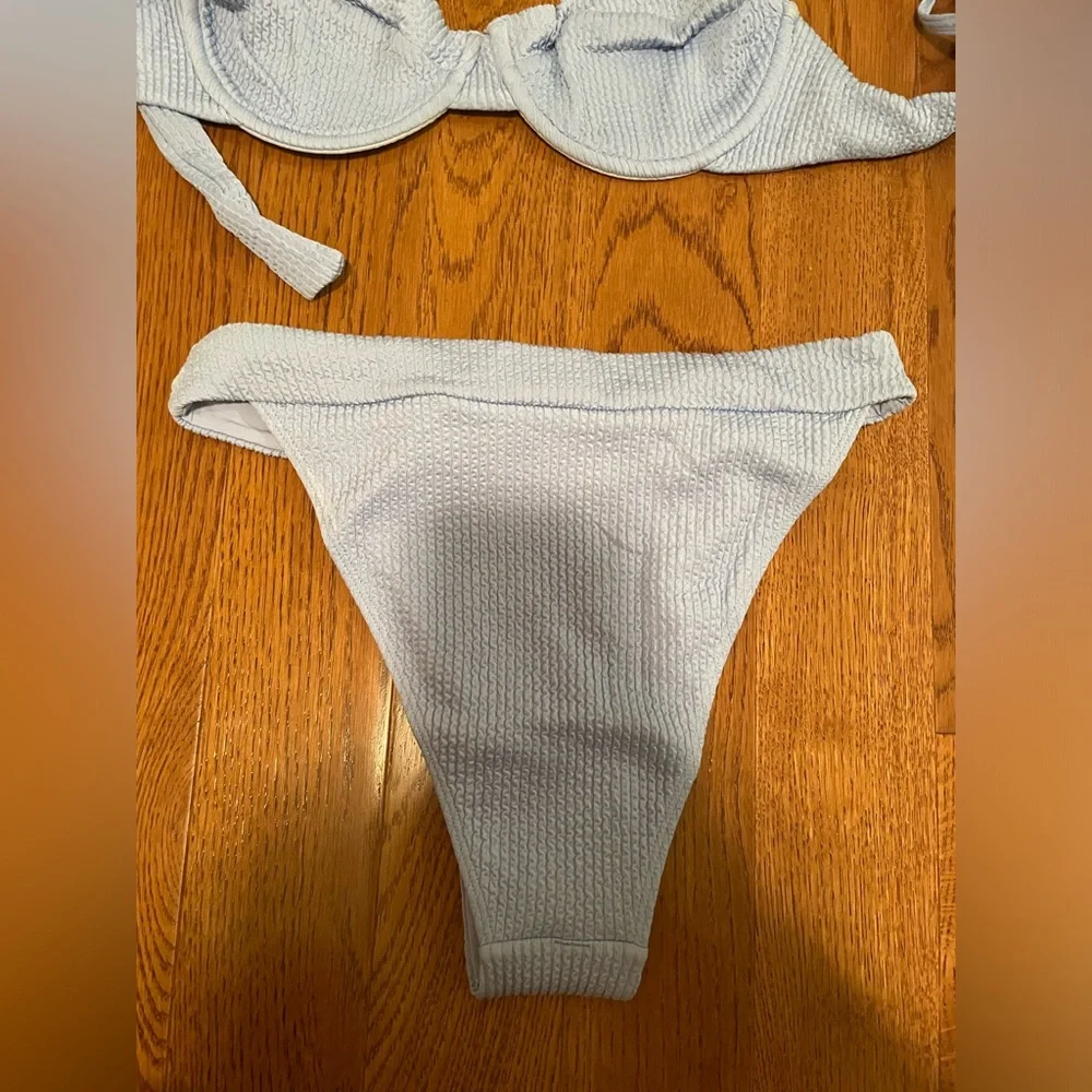 Monday Swimwear Light Blue Ribbed Bikini Set